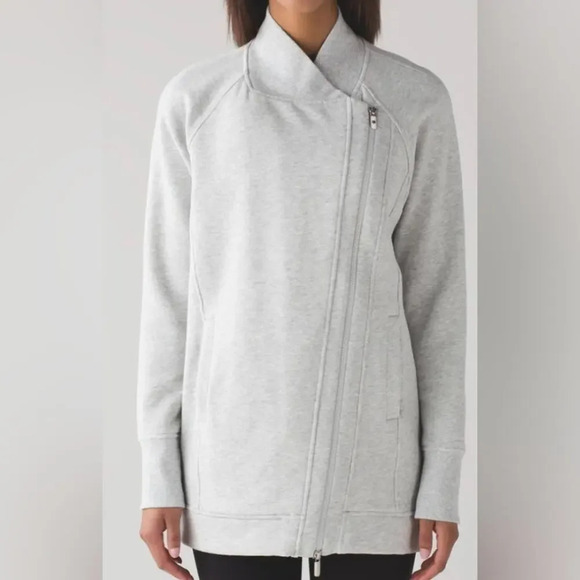 Lululemon Back To It Wrap Sweater Heathered Vapor Size 2 - Picture 1 of 9